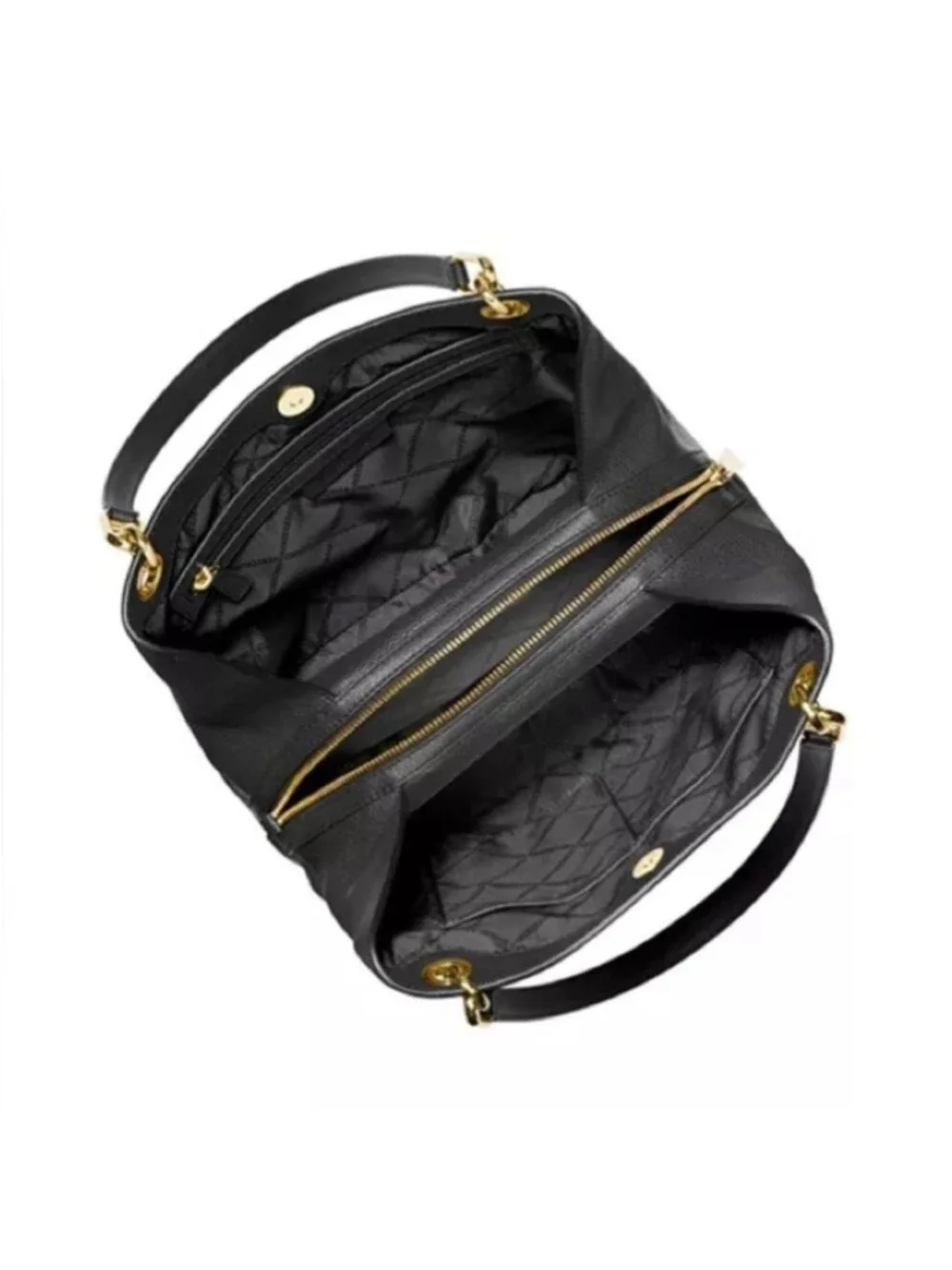 Michael Kors Large Black Pebbled Leather Shoulder Hobo Bag Gold Hardware EUC
